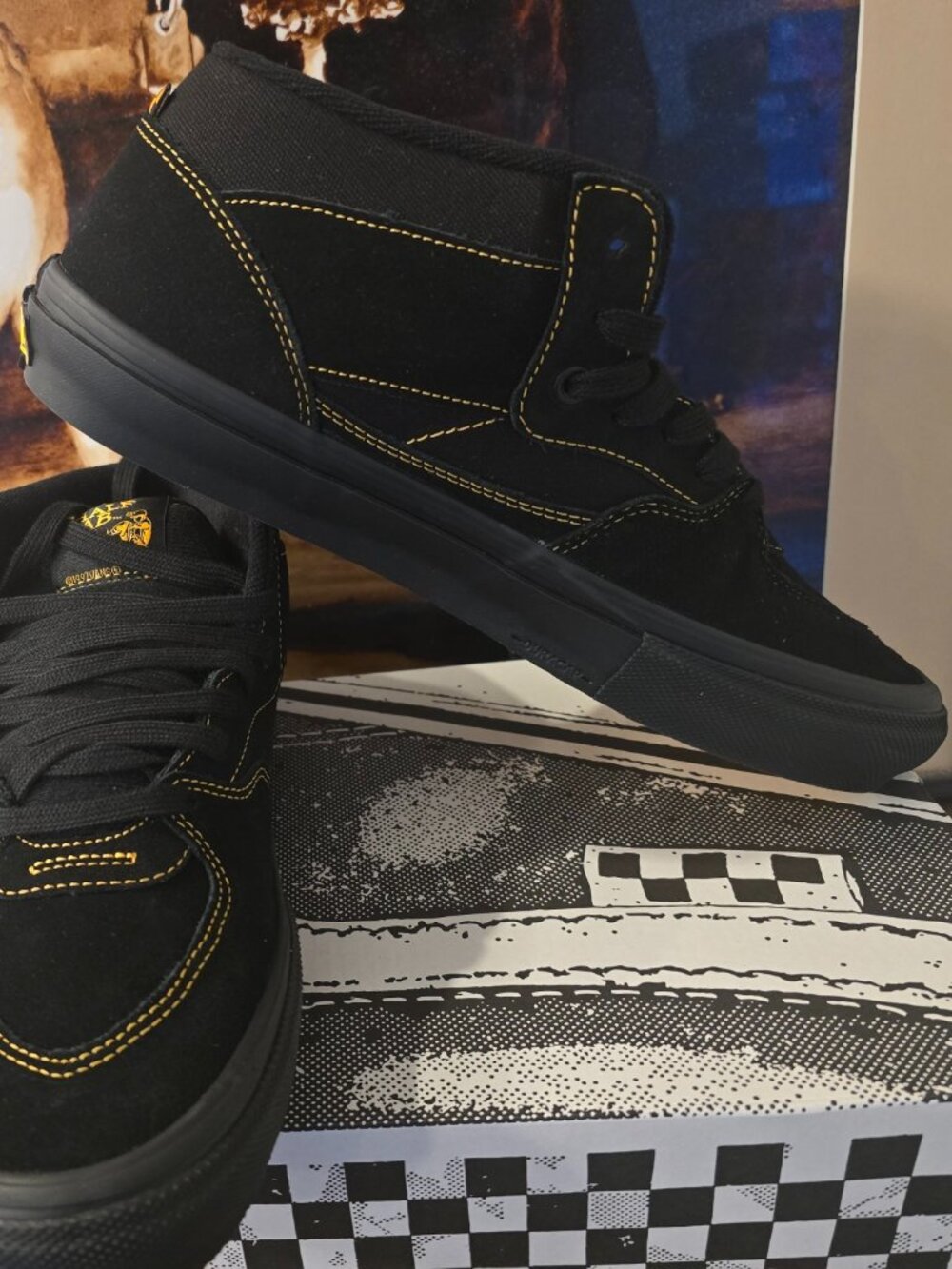 Vans Skate Half Cab Black Mustard VN0A5FCDBLN Men's Size 10 US Shoes NEW SKATE